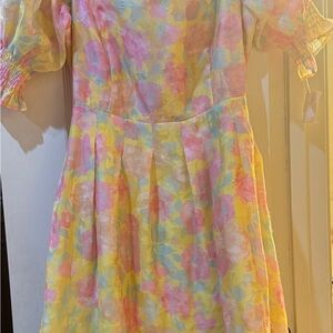 Joy Joy Floral Dress in Pastel Pink and Yellow